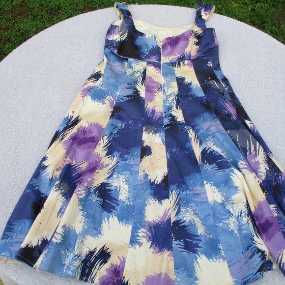 Maggy London Retro Empire Midi Dress Women’s Size 8 Blue Purple with Pockets - Picture 7 of 14